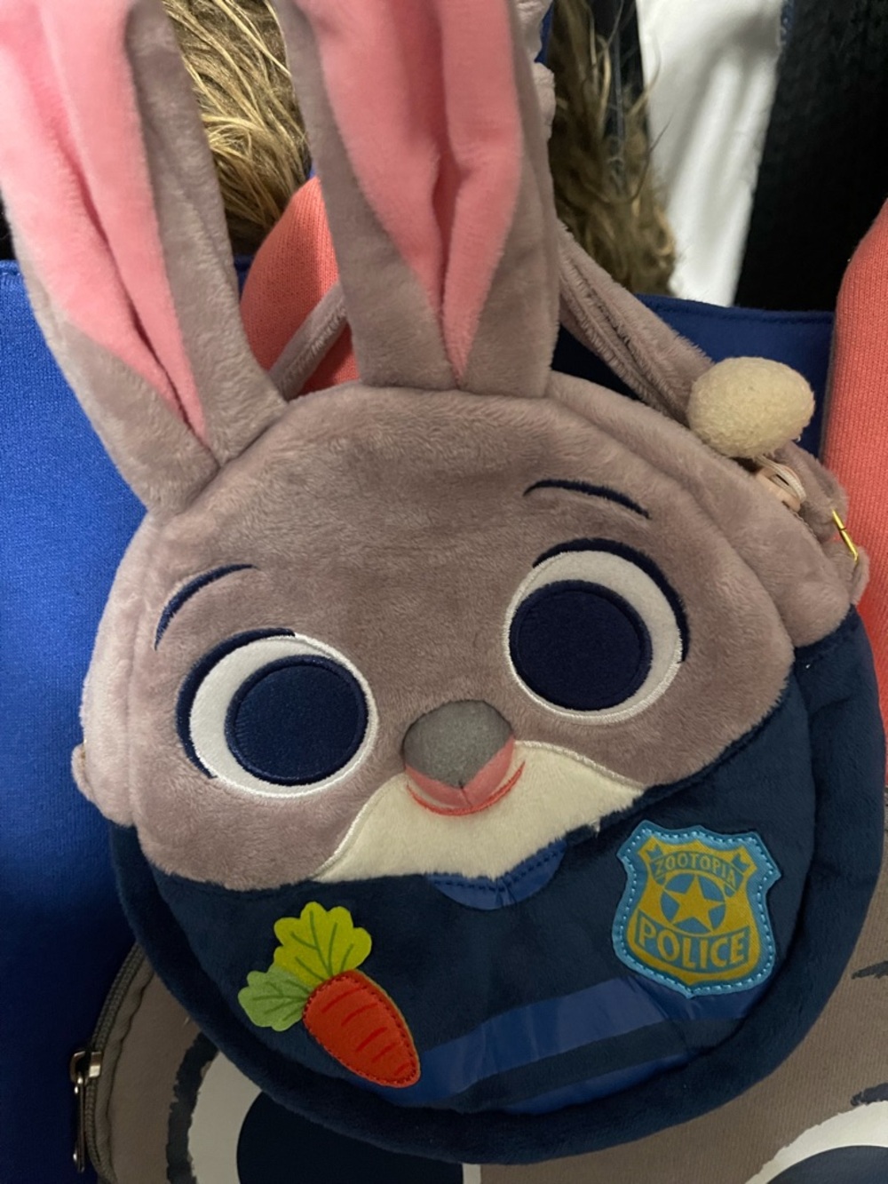 Disney Pink Gray Blue Judy Hopps Plush Crossbody Bag
